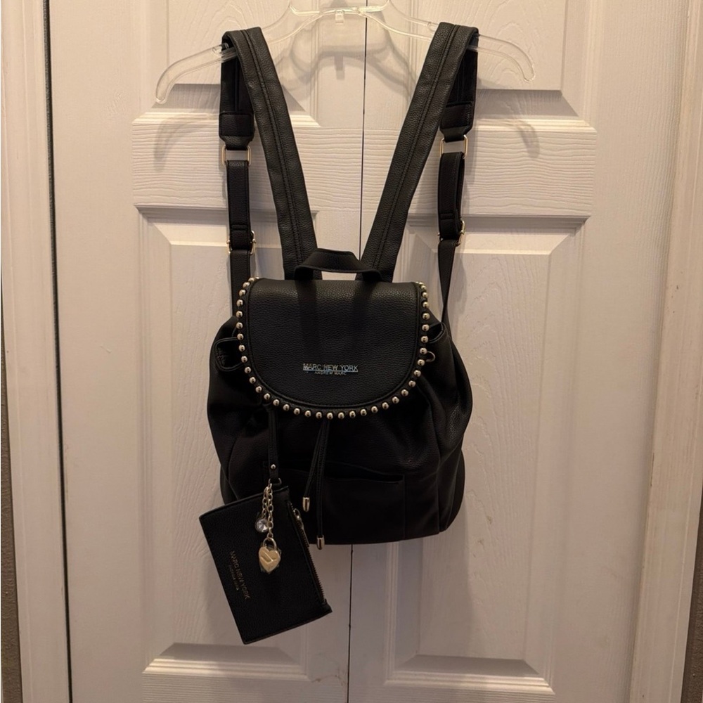 Marc New York Black Leather Pouch with Gold Accents